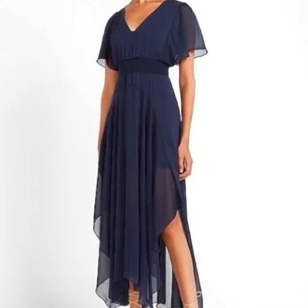 NWT: Express - Smocked Waist Flutter Sleeve Midi Dress
